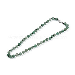 Ожерелья из граненых круглых бусин из натурального зеленого авантюрина 8 мм NJEW-F327-01A-02