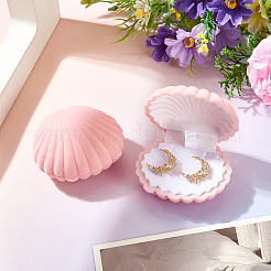 Boîtes de rangement de bijoux en velours en forme de coquille&nbsp;VBOX-TADJ0001-02A