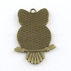 Supports strass alliage hibou pendentif strass cabochon de style tibétain&nbsp;TIBEP-Q045-038AB-NR