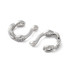 Anello a clip con micro pavé di zirconi cubici in ottone placcato a cremagliera&nbsp;EJEW-C081-06P