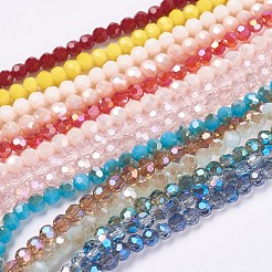 ガラスビーズ連売り  混合スタイル  ファセット（32ファセット）  ラウンド  ミックスカラー  3.5~4.5mm  穴：0.5mm  約100個/連  13.9~15.7インチ（35.5~40cm）&nbsp;EGLA-F120-M01