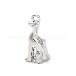 真鍮チャーム  犬のチャーム  プラチナメッキ  15.5x8x5mm  穴：1.2mm&nbsp;LS-KK-D427-04A-P