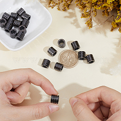 304ステンレススチールチューブビーズ20個  ストライプチューブ  9x10mm  穴：6.5mm&nbsp;STAS-BBC0009-83EB
