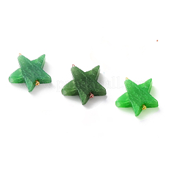 天然な瑪瑙ビーズのペンダント  染め  金色の真鍮ループ付き  スター  グリーン  28~30x26~29x6~7mm  穴：1~2.5mm&nbsp;PALLOY-JF00588-02