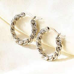 201 orecchini a cerchio in acciaio inossidabile&nbsp;EJEW-Q026-14P-B