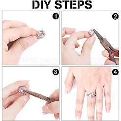 6 шт. 6 стильных регулируемых кольца для пальцев с микропаве из латуни и кубическим цирконием ZIRC-BC0001-11