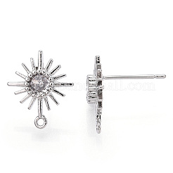 Серьги-гвоздики с микропрозрачным кубическим цирконием из латуни&nbsp;KK-R132-064P