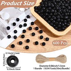 600 pièces de perles en bois naturel teint&nbsp;WOOD-PA0001-68B