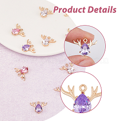 12 шт. 3-х цветные подвески из латунного стекла со стразами GLAA-FH0001-82