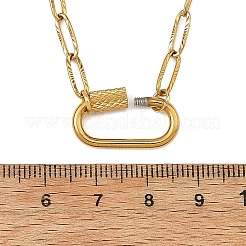 Colliers avec pendentif mousqueton ovale en acier inoxydable 304 et chaîne trombone texturée&nbsp;NJEW-JN06576-02