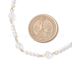 Ожерелья из прозрачного стекла и круглого жемчуга NJEW-JN05250