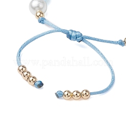 Braccialetti regolabili con perline intrecciate acriliche rotonde&nbsp;BJEW-JB10644-02