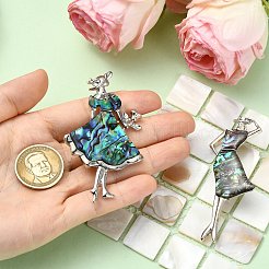 2 шт. 2 стиля броши из сплава паве из натуральной ракушки пауа&nbsp;JEWB-CJ0001-79