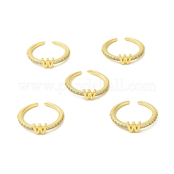 Кольцо-манжета с открытой буквой из прозрачного кубического циркония RJEW-H120-09G-W