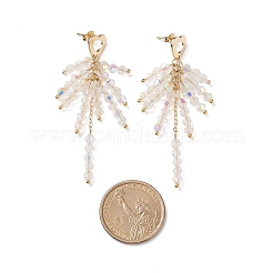 Серьги-гвоздики с кисточками из прозрачного стекла EJEW-TA00160