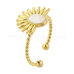 Blume 304 Edelstahl Emaille offene Manschettenringe für Frauen&nbsp;RJEW-G338-15G-01