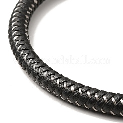 Браслет из микрофибры и кожи с круглым плетеным шнуром и застежкой из нержавеющей стали 304 для мужчин и женщин BJEW-C021-27P