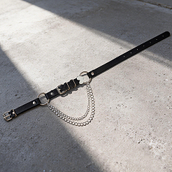 1-teilige Choker-Halskette aus PU-Leder mit herzförmiger Quaste aus Legierungsgliedern für Damen&nbsp;NJEW-CL0001-33