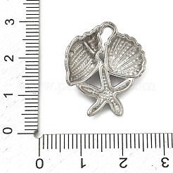 304ステンレスペンダント  ステンレス鋼色  ヒトデチャーム  24x20x5mm  穴：4x2mm&nbsp;STAS-P446-13D-P