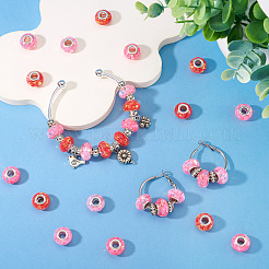 70 шт. 7-х цветные прозрачные бусины из смолы в форме ронделла европейские&nbsp;RESI-TA0004-82