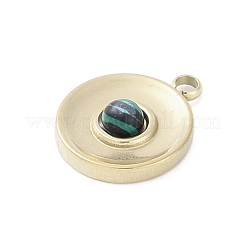 Синтетические малахитовые плоские круглые подвески&nbsp;STAS-L022-415G-02