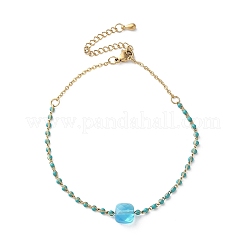 Браслеты-цепочки из стеклянных бусин из нержавеющей стали 304&nbsp;BJEW-A036-14G-01