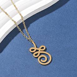 Collar con colgante de flor de loto OM de yoga de corte hueco de acero inoxidable 304&nbsp;NJEW-Z073-02G-01
