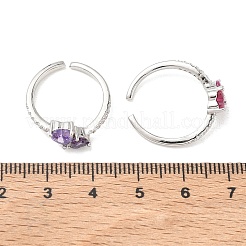 Messing Micro Pave Zirkonia Manschette offene Ringe&nbsp;RJEW-Z145-03P