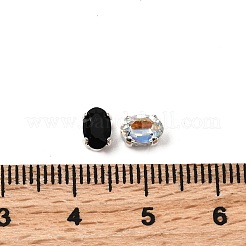 縫い付けラインストーン  ガラスラインストーン  オーバル  プラチナ真鍮の爪留め  ミックスカラー  6x4x4mm  穴：0.7mm&nbsp;RGLA-P070-04A-P