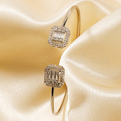 Модные геометрические восьмиугольные прямоугольные латунные браслеты-манжеты из кубического циркония&nbsp;QR7673