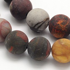 Rotondi smerigliato perle naturali immagine diaspro fili&nbsp;G-N0166-48-10mm
