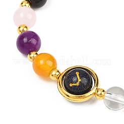 12 Sternzeichen natürliche schwarze Obsidian runde Perlen Stretch-Armbänder für Männer Frauen&nbsp;WG228FC-09