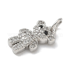 Подвески-медведи из латунных черных и прозрачных кубических цирконий с микропаве KK-B155-20P