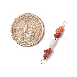 Подвески-коннекторы из натурального смешанного камня и натурального культивированного пресноводного жемчуга с рисовыми бусинами PALLOY-JF03707