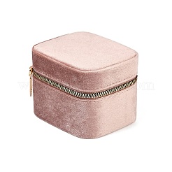 Мини-прямоугольные бархатные шкатулки для хранения украшений на молнии с зеркалом внутри&nbsp;CON-Z009-04C