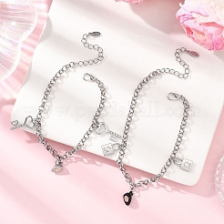 2шт. браслеты с подвесками из нержавеющей стали 304 BJEW-JB12823