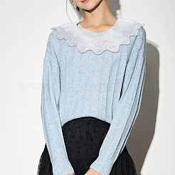 6 шт. 6-х стильный белый вышитый воротник из органзы AJEW-NB0004-01