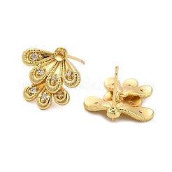 Фурнитура для сережек-гвоздиков из листовой латуни с микропаве из прозрачного кубического циркония KK-D102-04G