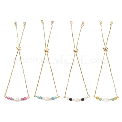 4 шт. 4-х стильный латунный браслет-слайдер с цепочкой-коробкой BJEW-JB12700