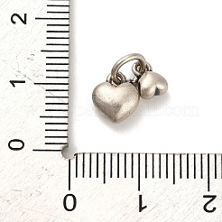 スターリングシルバーダブルハートチャーム925個  銀  丸カン925個とスタンプ925個付き  アンティークシルバー  11.5mm  穴：3.5mm&nbsp;FIND-Z069-03AS