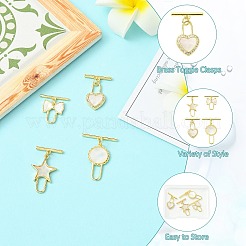 4 шт. 4-х стилевые латунные застежки-тоглы&nbsp;KK-CJ0003-53