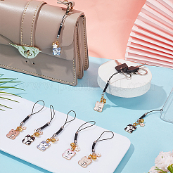 Подвески из эмали из сплава «кошки и цветы» HJEW-AB00717