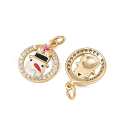 Рождественские латунные эмалевые подвески с микропаве из кубических цирконий KK-L255-19G-01