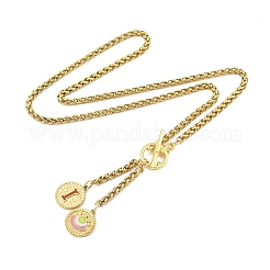 Collar con colgante de letra y ojo de acero inoxidable 304 con baño de iones (IP) y esmalte rojo.&nbsp;STAS-Z102-01G-I