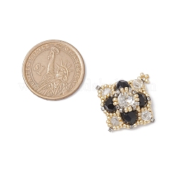 ガラスシードビーズペンダント3個  ひし形チャーム  ミックスカラー  30x28.5x10.5mm  穴：1.4mm&nbsp;PALLOY-MZ00423