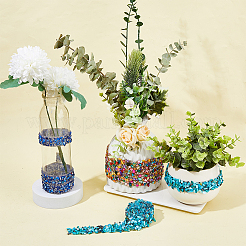 Отделка лентой из натуральных камней и пластиковых бусин FIND-WH0421-56B