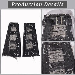 Джинсовая ткань рваные штанины рукава AJEW-WH20060-26