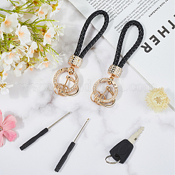 2 шт. брелок из искусственной кожи и сплава со стразами KEYC-CL0001-15A