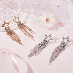 2 пара двухцветных сережек-гвоздиков в форме полых звезд из сплава EJEW-AN0003-77