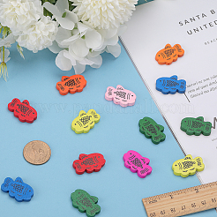 105шт 7 цвета деревянные бусины с принтом WOOD-GF0001-86